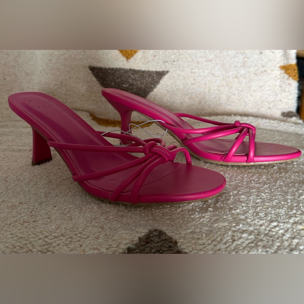 Pink kitten heel sandals